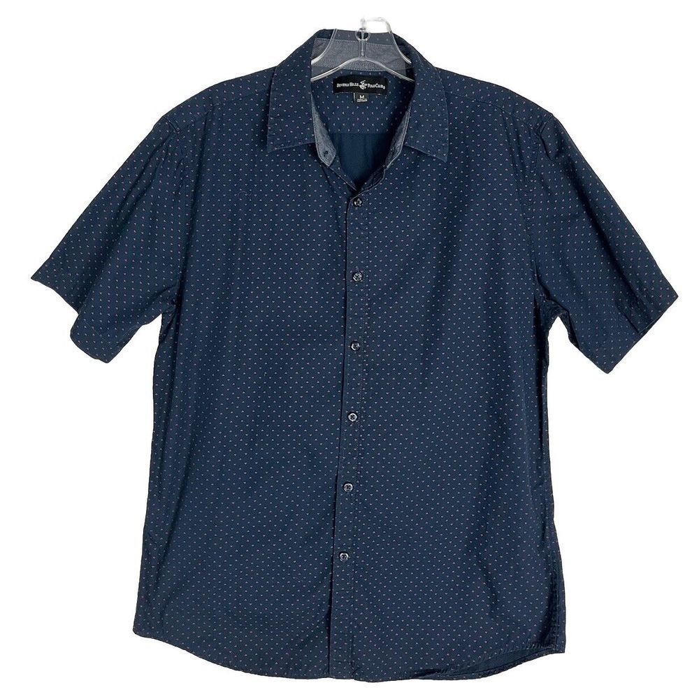 Beverly Hills Polo Club Men's Short Sleeve Button Up Shirt Size M Cotton